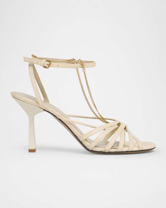 Nico Strappy Chain Python-Embossed Sandals